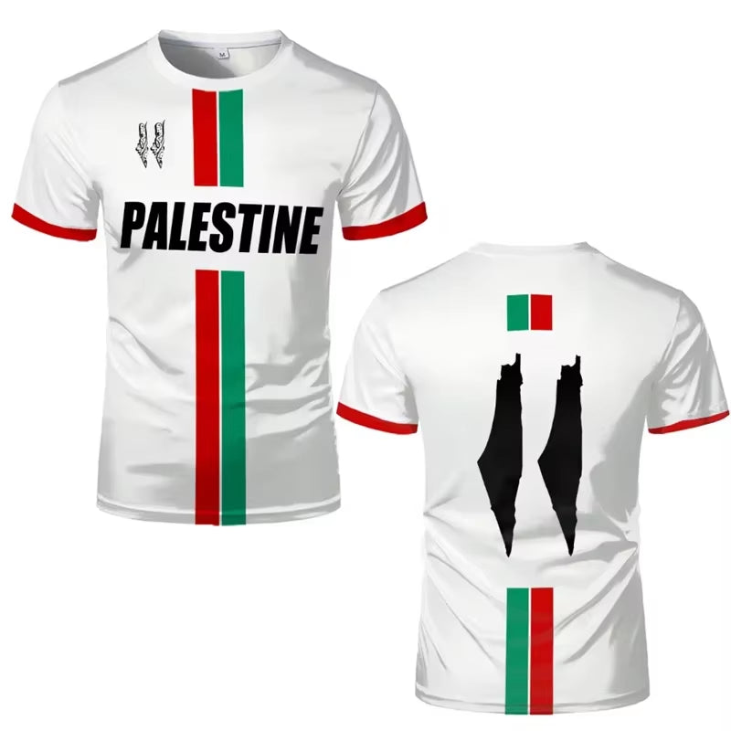 Palestine Football T Shirts Summer Fashion Short Sleeve Palestinian Flag 3D Printed T-Shirts Casual O Neck Loose Mens Tees Tops