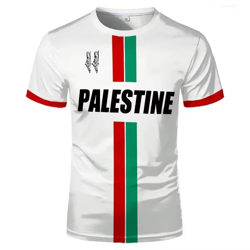 Palestine Football T Shirts Summer Fashion Short Sleeve Palestinian Flag 3D Printed T-Shirts Casual O Neck Loose Mens Tees Tops