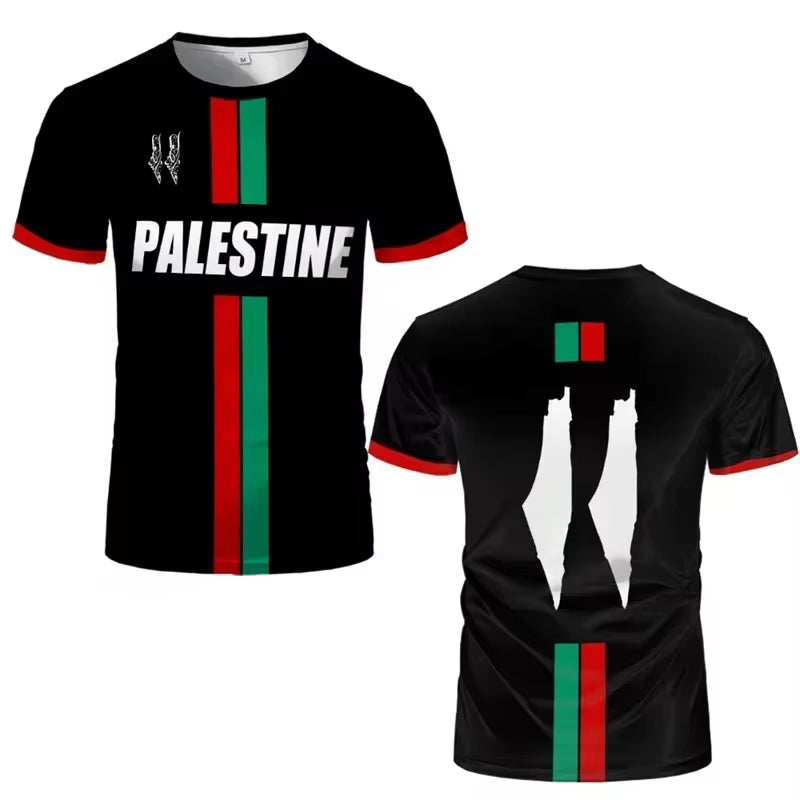 Palestine Football T Shirts Summer Fashion Short Sleeve Palestinian Flag 3D Printed T-Shirts Casual O Neck Loose Mens Tees Tops